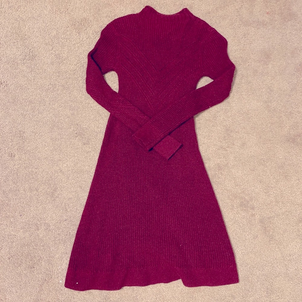 Red long sleeve sweater dress